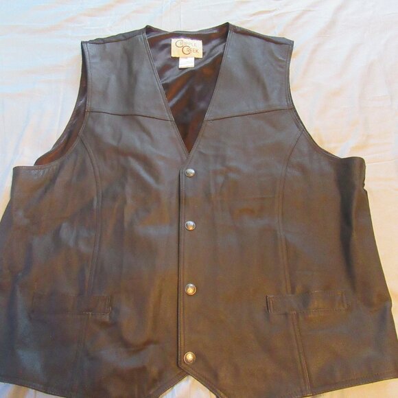 Mens Cripple Creek Brown Leather Western Vest Sz 3XL